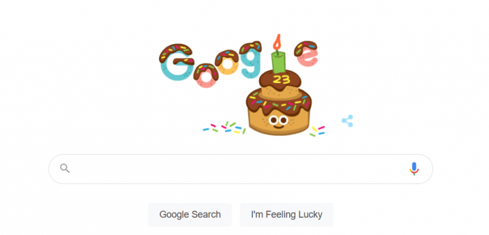 Rayakan Ulang Tahun ke-23, Google Sajikan Kue di Doodle Rayakan Ulang Tahun ke-23, Google Sajikan Kue di Doodle