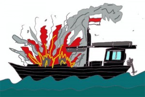 Lima kapal nelayan Juwana terbakar Lima kapal nelayan Juwana terbakar