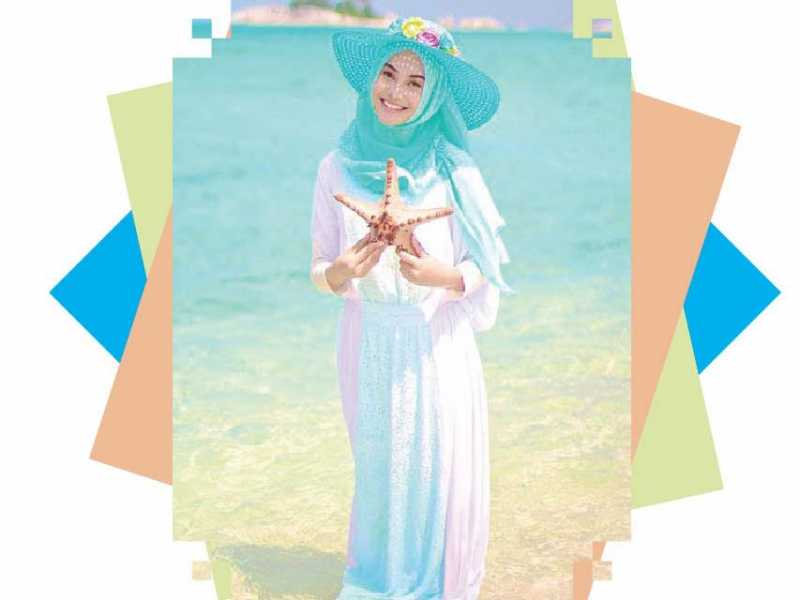 Cara Tampil Stylish di Pantai  untuk  Cewek Berhijab Uzone