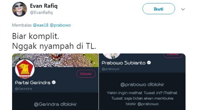 Gerakan Blokir dan Unfollow Akun Prabowo Masih Terus Berlanjut Gerakan Blokir dan Unfollow Akun Prabowo Masih Terus Berlanjut