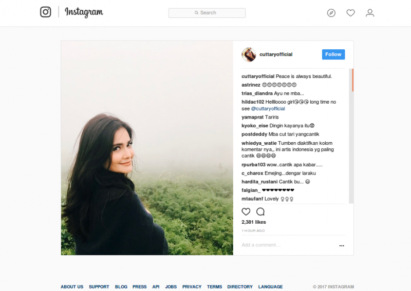 Unggah Foto Ini, Cut Tari Banjir Pujian Netizen Unggah Foto Ini, Cut Tari Banjir Pujian Netizen