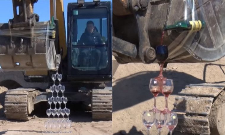 Miliki Kemampuan Unik, Pria Ini Bisa Menata Gelas dan Tuangkan Wine Gunakan Alat Berat Miliki Kemampuan Unik, Pria Ini Bisa Menata Gelas dan Tuangkan Wine Gunakan Alat Berat