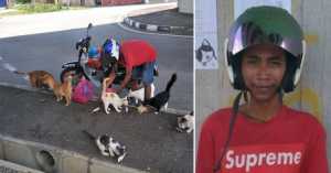 Tukang Parkir Ini Rela Menghabiskan Gajinya untuk Memberi Makan Anjing dan Kucing Liar