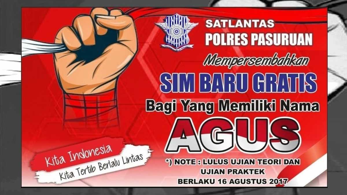 SIM Baru Gratis untuk yang Bernama Agus SIM Baru Gratis untuk yang Bernama Agus